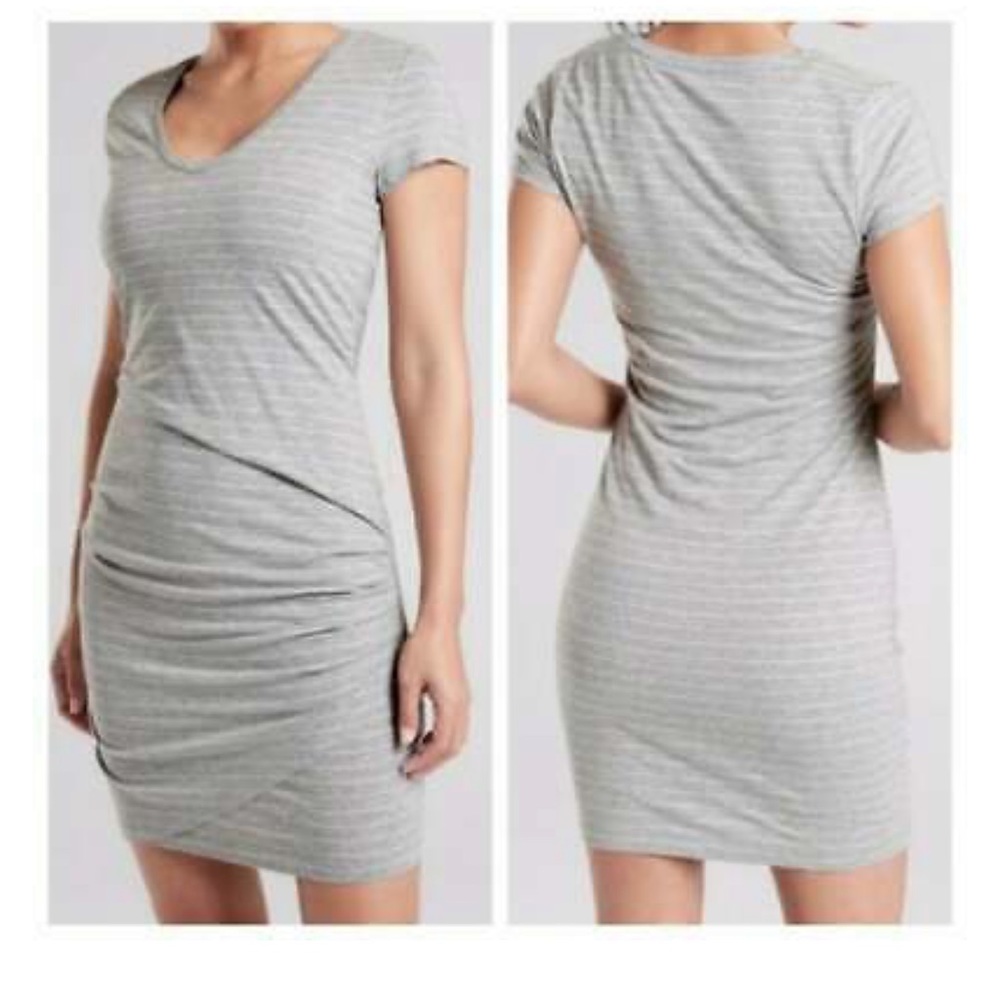 Athleta Central Stripe Dress in Heather Gray